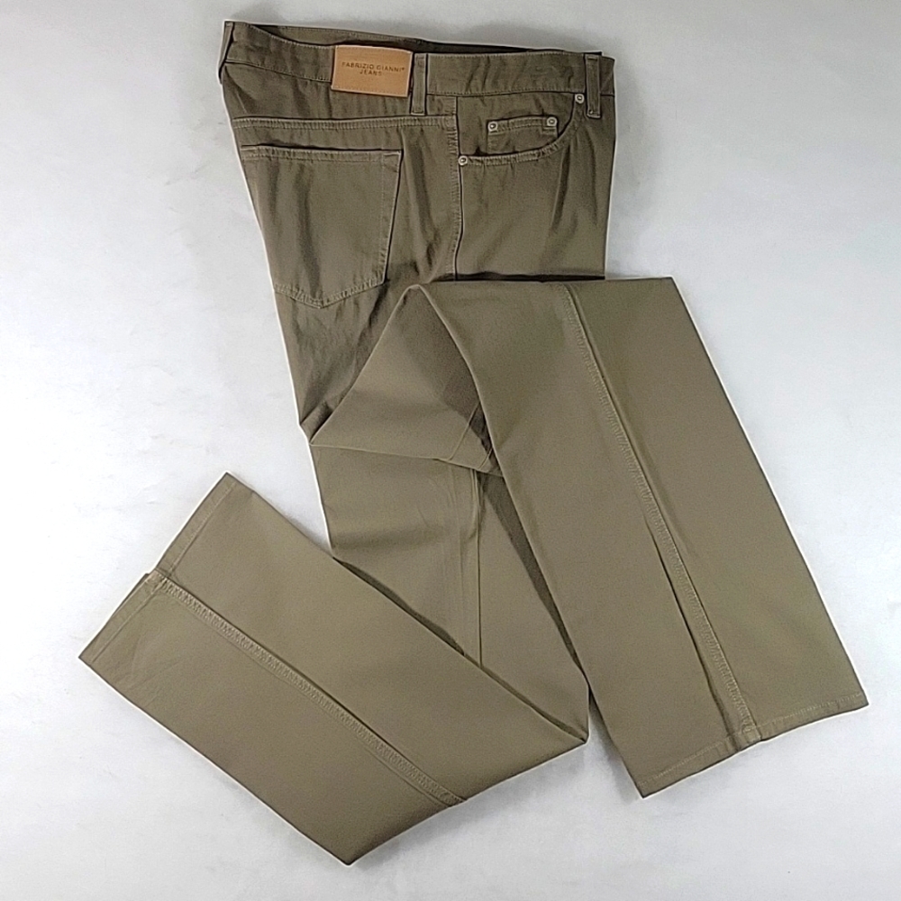 FABRIZIO GIANNI Stretch Straight Leg Green 5 Pocket Jeans Size 12